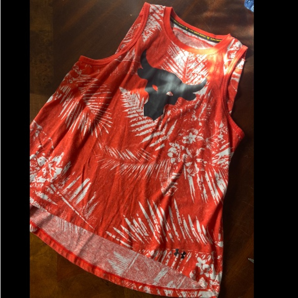 Under Armour Red Floral Palm Graphic Tank
